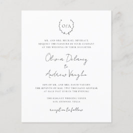 Monogram Wreath Elegante Budget Hochzeit Einladung
