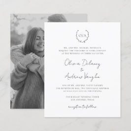 Monogram Wreath Foto Hochzeitseinladung