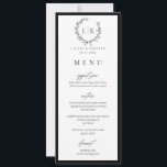 Monogram Wreath Sofort Download Wedding Menu Card Einladung<br><div class="desc">Elegante botanische Monogramm Kranz Schwarz-Weiß Hochzeitsflachkarte.</div>