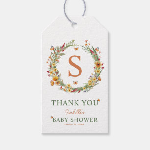 Monogram Wreath Wildblumen Babydusche Vielen Dank Geschenkanhänger