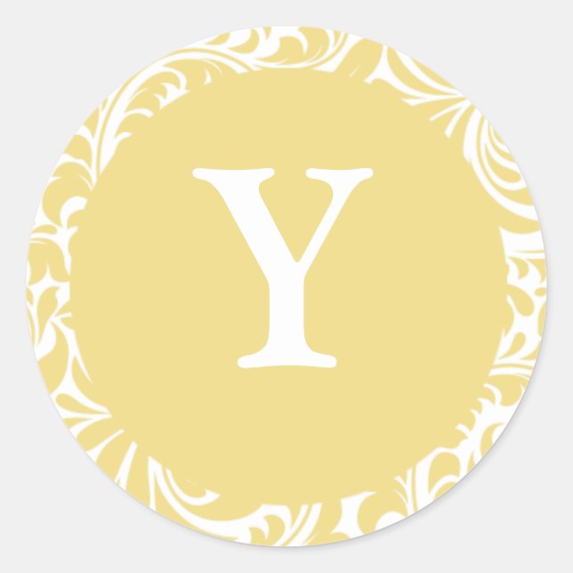 Monogram Y Antique Gold Designer Wedding Monogramm Runder Aufkleber (Vorderseite)