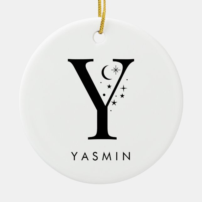 Monogram Y Celestie Name Keramik Ornament (Vorne)