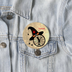 Monogram Y Halloween Sky Hexenspinnen Name Button