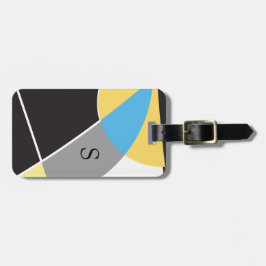Monogram Yellow Blue abstrakt Black Gepäckanhänger