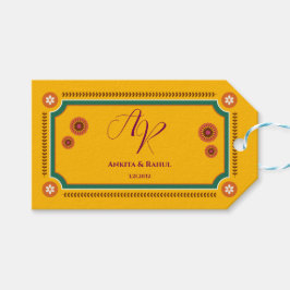 Monogram Yellow Floral Custom Indian Gastgeschenk  Geschenkanhänger