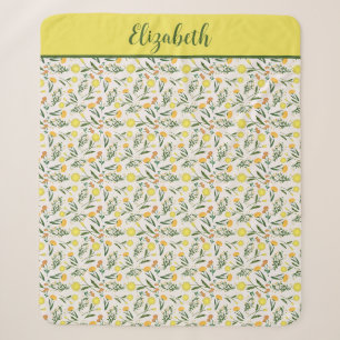 Monogram Yellow Orange Green Boho Trendy Sherpadecke