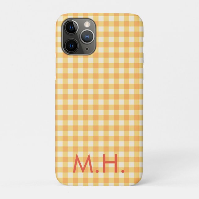 Monogram Yellow Orange Ish Preppy Gingham Kariert Case-Mate iPhone Hülle (Rückseite)
