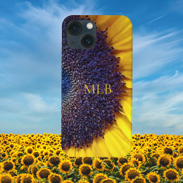 Monogram Yellow Sunflower Closeup with Initials Case-Mate iPhone Hülle