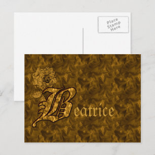 Monogram Your name Initial B Gold Peony Postcard Postkarte