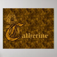 Monogram Your name Initial C Gold Peony Poster