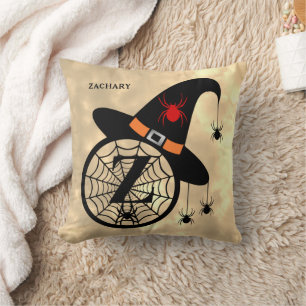 Monogram Z Halloween Sky Hexenspinnen Name Kissen
