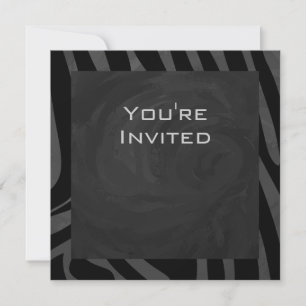 Monogram Zebra Black und Grau Einladung