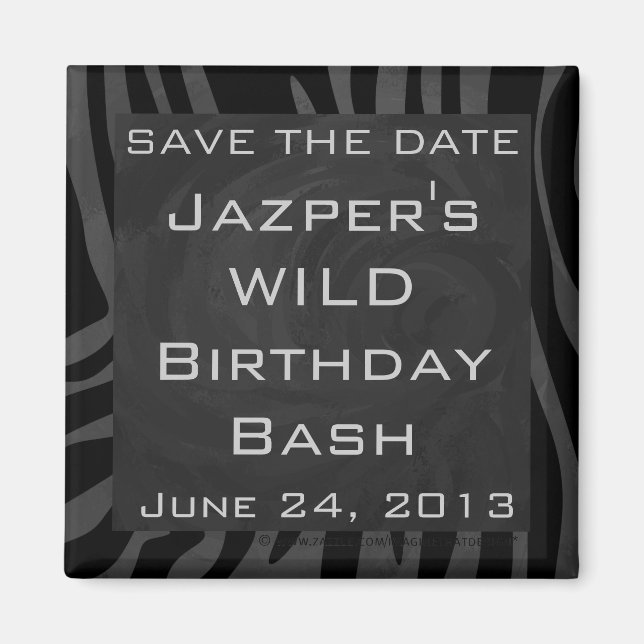 Monogram Zebra Black und Grau Magnet (Vorne)