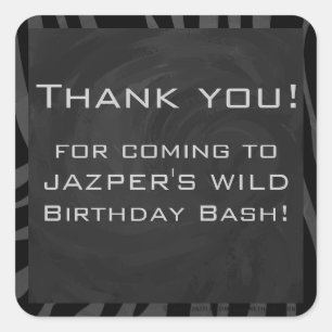 Monogram Zebra Black und Grau Quadratischer Aufkleber