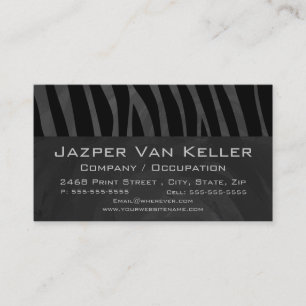 Monogram Zebra Black und Grau Visitenkarte