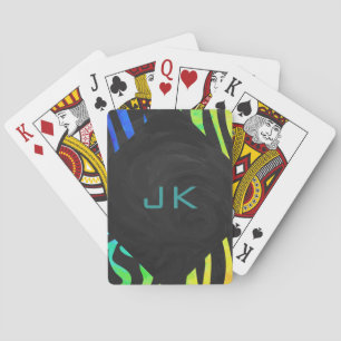 Monogram Zebra Black und Regenbogen Print Spielkarten