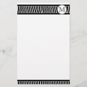 Monogram Zebra Muster Schwarz-weiß Stationery Briefpapier