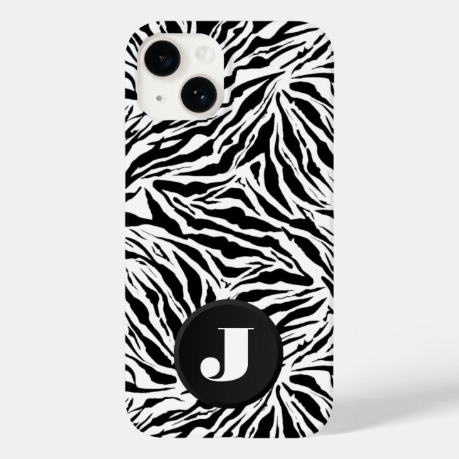 Monogram Zebra Print Case-Mate iPhone 14 Hülle (Rückseite)