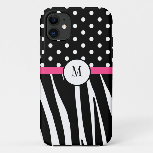 Monogram Zebra Print iPhone Case-Mate iPhone Hülle (Rückseite)