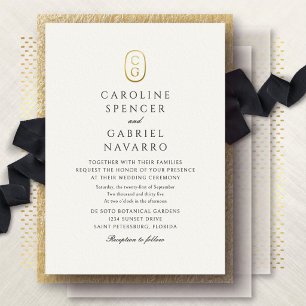 Monogram Zeitlos Elegant Hochzeit Folieneinladung