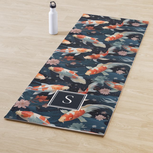 Monogram Zen-inspiriert japanischer Koi-Fisch Yogamatte (Beispiel)