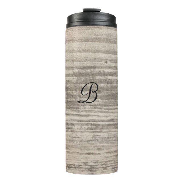 Monogram Zen Wood Grain Black Brown Thermosbecher (Vorderseite)