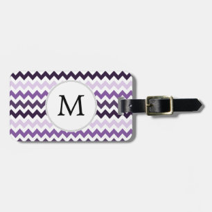 Monogram Zigzag Zickzack Muster in Lila Gepäckanhänger