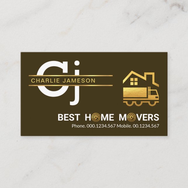 Monogram-Zuhause-Moving für die Minimalistische Go Visitenkarte (Vorderseite)