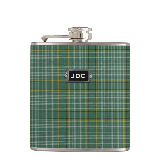 Monogramed Clan Currie Tartan-karierte Flasche Flachmann (Vorderseite)