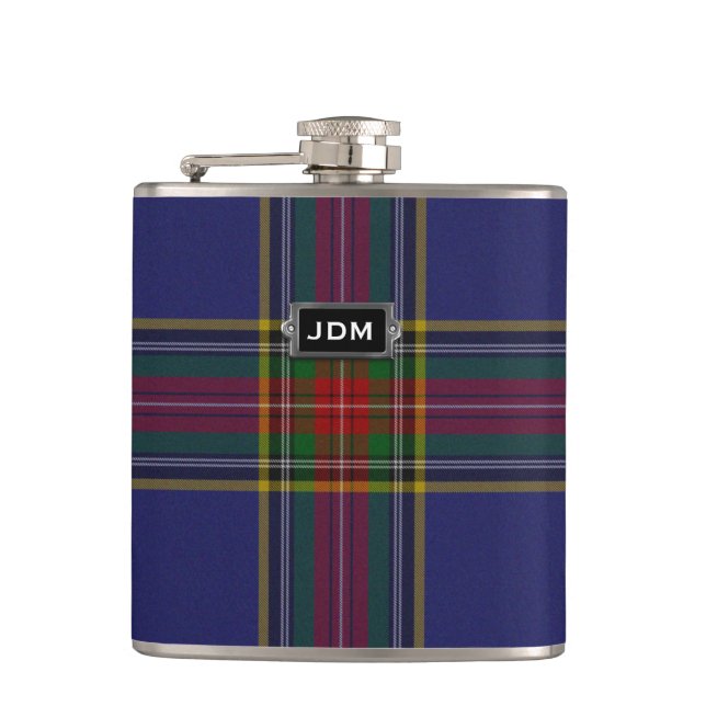 Monogramed Clan MacBeth Tartan Kariert Flask Flachmann (Vorderseite)