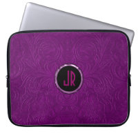 Monogramed Deep Lila Sleder Leder Leder Blumendesi