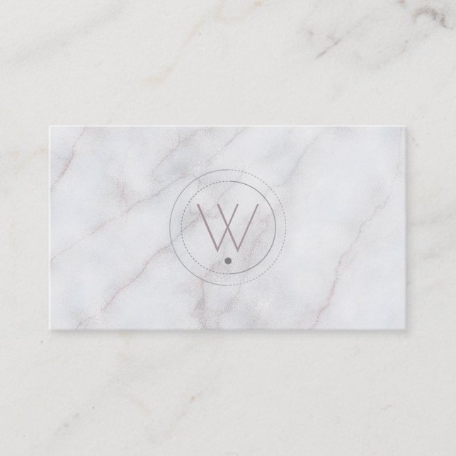 Monogramed Luxe Gray Marble Visitenkarte (Vorderseite)