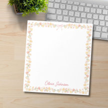 Monogramed Watercolor Yellow Pink Flowers Floral