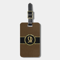 Monogramed Worn-out Brown Leather Look 2