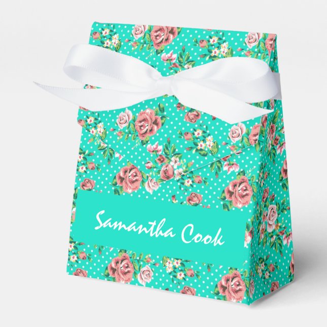 Monogramierte Girly Pink White Floral Collage Geschenkschachtel (Vorderseite)