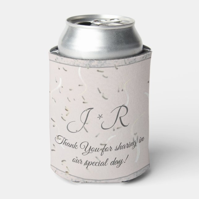 Monogramierte Peach & Gray Marble Dosenkühler (Kanne Vorderseite)