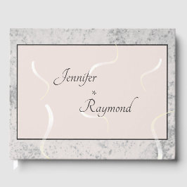 Monogramierte Peach & Gray Marble Gästebuch