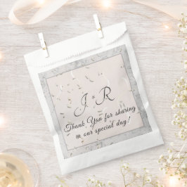 Monogramierte Peach & Gray Marble Geschenktütchen