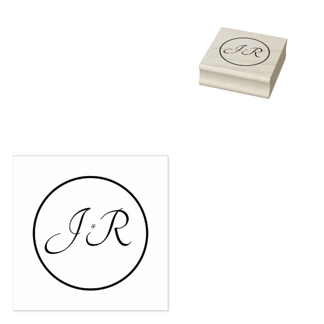 Monogramierte Peach & Gray Marble Gummistempel (Stempel)