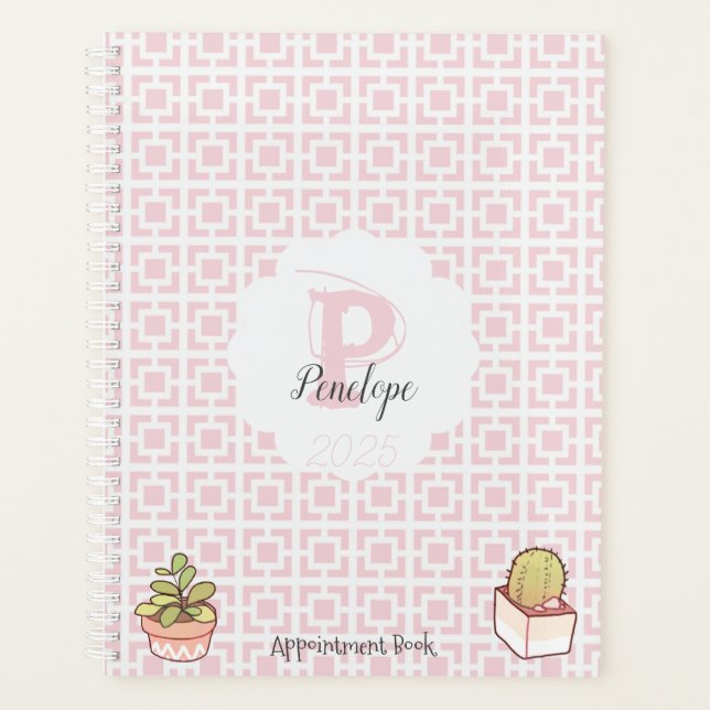 Monogramm 2025 Terminierungsbuch Rosa Planer (Vorderseite)