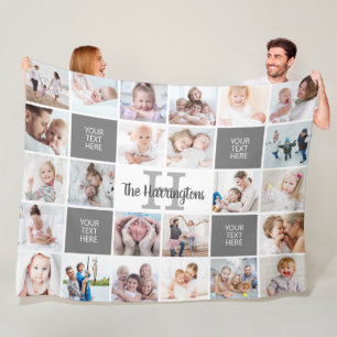 Monogramm 24 FotoCollage Custom Personalisiert Fleecedecke