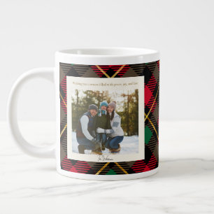 Monogramm 2 Foto Rustikal Grün Rot Kariert Weihnac Jumbo-Tasse