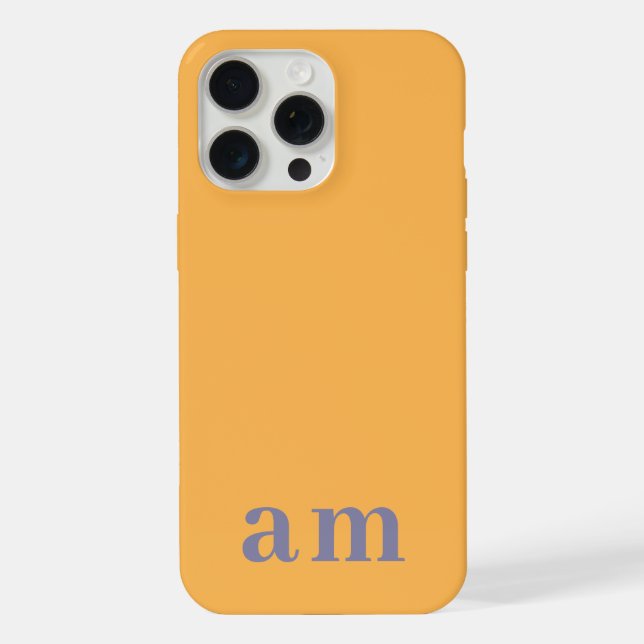 Monogramm 2 Initialen Gelb & Blau Minimalistisch iPhone 15 Pro Max Hülle (Rückseite)