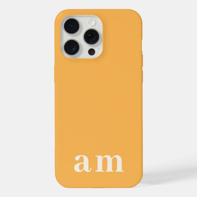 Monogramm 2 Initialen Gelb-Orange Minimalistisch iPhone 15 Pro Max Hülle (Rückseite)