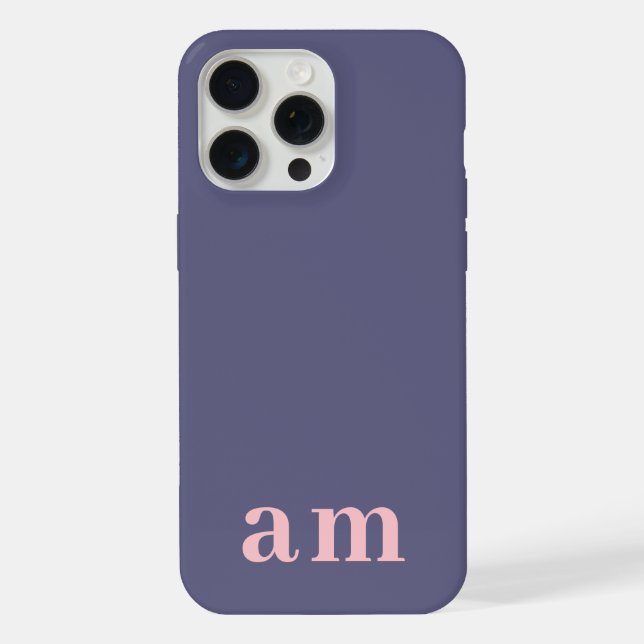Monogramm 2 Initialen Heather Blau & Rosa Minimali iPhone 15 Pro Max Hülle (Rückseite)