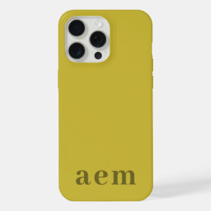 Monogramm 3 Initialen Dunkelgold & Oliv Minimalist iPhone 15 Pro Max Hülle