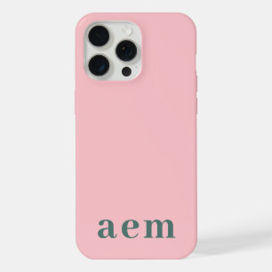 Monogramm 3 Initialen Rosa & Grün Minimalistisch iPhone 15 Pro Max Hülle