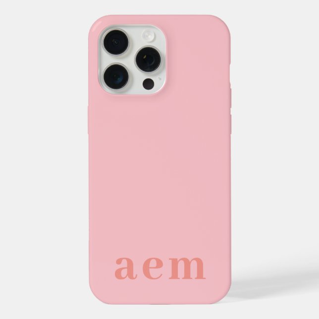 Monogramm 3 Initialen Rosa Minimalistisch iPhone 15 Pro Max Hülle (Rückseite)