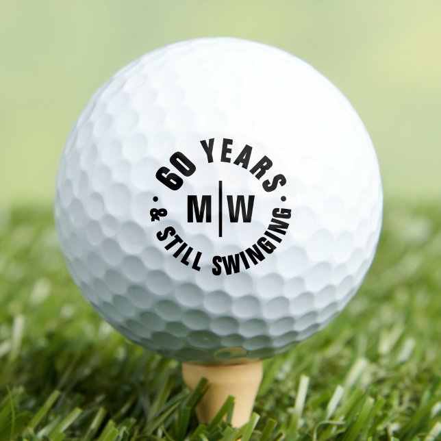 Monogramm 60. Geburtstag Golfball (Monogram 60th Birthday Golf Balls)
