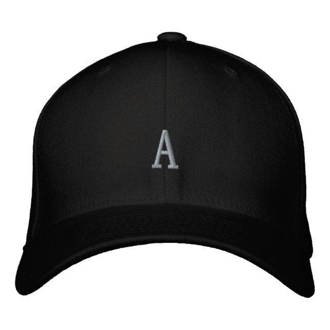 Monogramm A Buchstabe oder Initiale Schwarz Basic  Bestickte Baseballkappe (Vorderseite)